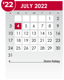 District School Academic Calendar for Blair Intermediate for July 2022