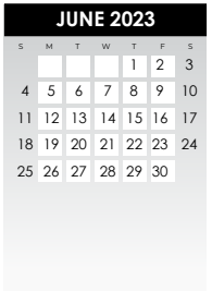 District School Academic Calendar for Huie Special Educ Ctr for June 2023