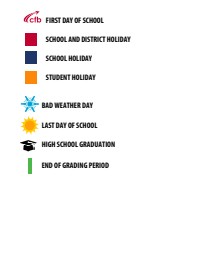 District School Academic Calendar Legend for Central Elementary