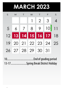 District School Academic Calendar for Carrollton Elementary for March 2023