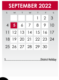 District School Academic Calendar for Dallas County Jjaep for September 2022