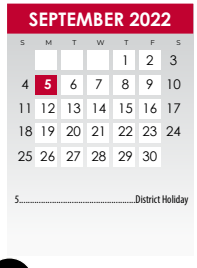 District School Academic Calendar for Sheffield Intermediate for September 2022