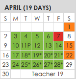 District School Academic Calendar for Tarrant Co J J A E P for April 2023