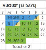 District School Academic Calendar for Tarrant Co J J A E P for August 2022