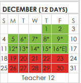 District School Academic Calendar for Tarrant Co J J A E P for December 2022