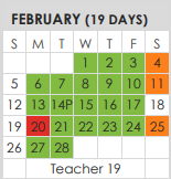 District School Academic Calendar for Tarrant Co J J A E P for February 2023
