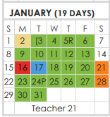 District School Academic Calendar for Tarrant Co J J A E P for January 2023