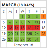 District School Academic Calendar for T R U C E Learning Ctr for March 2023