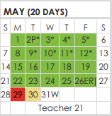 District School Academic Calendar for Tarrant Co J J A E P for May 2023