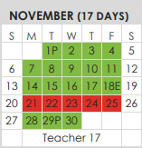 District School Academic Calendar for T R U C E Learning Ctr for November 2022
