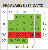 District School Academic Calendar for Tarrant Co J J A E P for November 2022