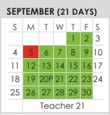 District School Academic Calendar for Tarrant Co J J A E P for September 2022