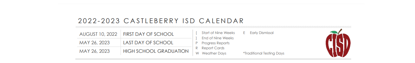 District School Academic Calendar for Castleberry Elementary