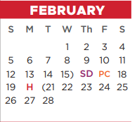 District School Academic Calendar for Ninth Grade Center for February 2023