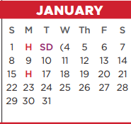 District School Academic Calendar for Ninth Grade Center for January 2023