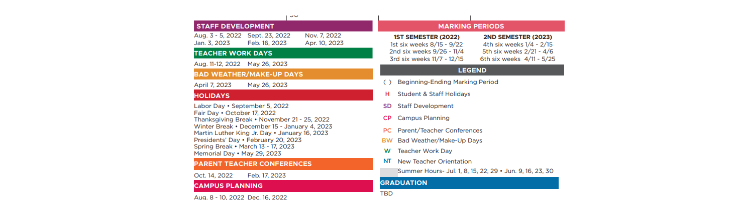 District School Academic Calendar Key for Bessie Coleman Middle School