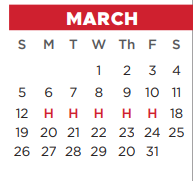 District School Academic Calendar for Bessie Coleman Middle School for March 2023