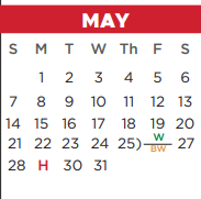 District School Academic Calendar for Ninth Grade Center for May 2023