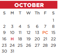 District School Academic Calendar for Ninth Grade Center for October 2022