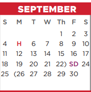 District School Academic Calendar for Bessie Coleman Middle School for September 2022