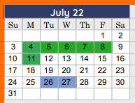 District School Academic Calendar for Collin Co J J A E P for July 2022