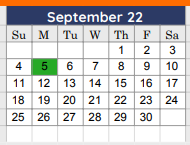 District School Academic Calendar for Collin Co J J A E P for September 2022