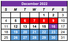 District School Academic Calendar for Center H S for December 2022