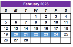 District School Academic Calendar for Center H S for February 2023