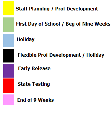 District School Academic Calendar Legend for F L Moffett Pri