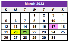 District School Academic Calendar for Center H S for March 2023