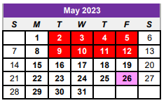 District School Academic Calendar for Center H S for May 2023