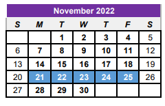 District School Academic Calendar for Center Middle School for November 2022