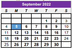 District School Academic Calendar for Center Middle School for September 2022