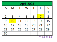 District School Academic Calendar for Central Junior High for April 2023