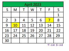 District School Academic Calendar for Central Elementary for April 2023