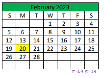 District School Academic Calendar for Central High School for February 2023