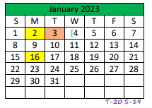 District School Academic Calendar for Central High School for January 2023
