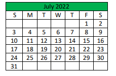 District School Academic Calendar for Central Elementary for July 2022