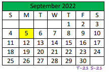 District School Academic Calendar for Central Primary for September 2022