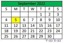 District School Academic Calendar for Central High School for September 2022