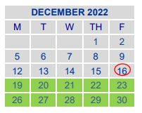 District School Academic Calendar for Channelview High School for December 2022