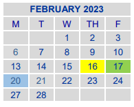 District School Academic Calendar for B H Hamblen Elementary for February 2023
