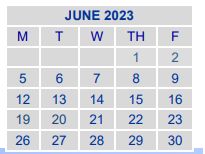 District School Academic Calendar for Jjaep Disciplinary School for June 2023