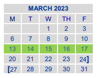 District School Academic Calendar for Jjaep Disciplinary School for March 2023