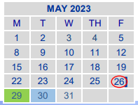 District School Academic Calendar for B H Hamblen Elementary for May 2023
