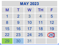 District School Academic Calendar for Endeavor School for May 2023