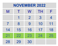 District School Academic Calendar for Channelview High School for November 2022