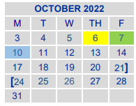 District School Academic Calendar for Endeavor School for October 2022