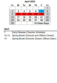 District School Academic Calendar for Edmund A Burns Elem for April 2023