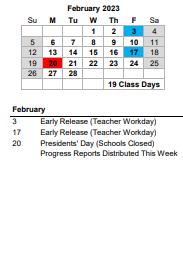 District School Academic Calendar for James Island Middle for February 2023